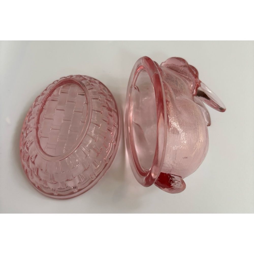 Vintage Pink Glass Candy Dish with Lid - Picture 7 of 7